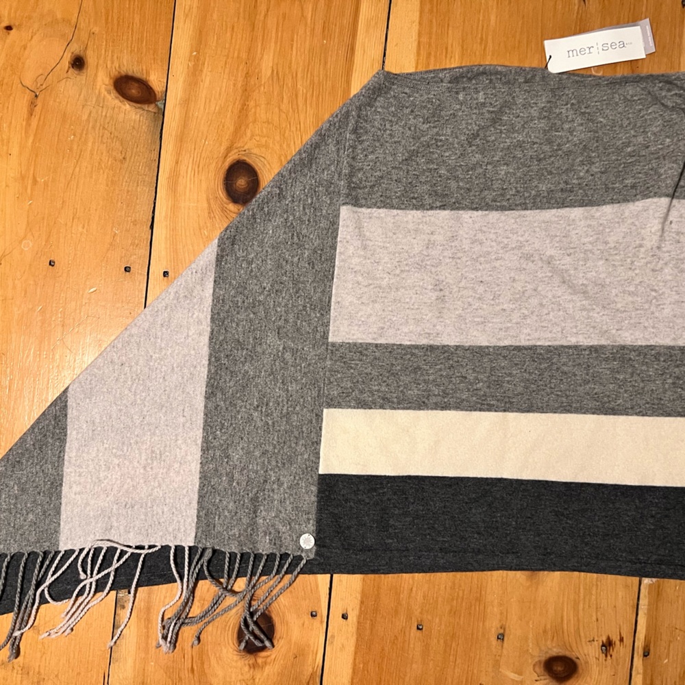 Mer sea striped poncho- cashmere and wool